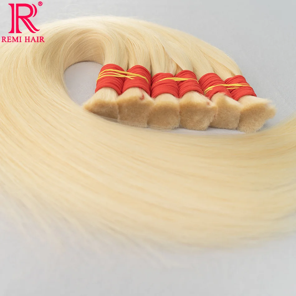 613 Real Human Hair Extensions no Weft Honey Blond Hair Bulk Vietnamese Virgin Crochet Hair Straight Weaving Hair for Braiding