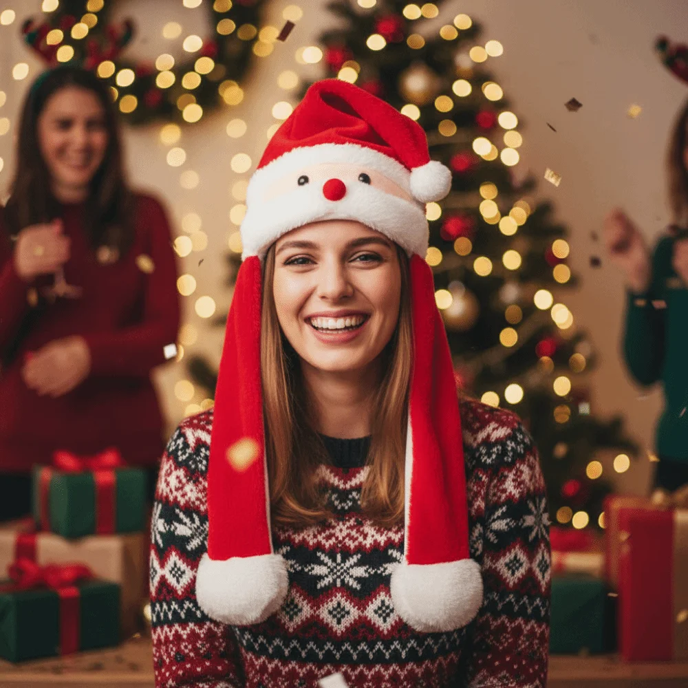 لطيف الكرتون قبعات حفلات عيد الميلاد القفز حتى الأذنين الدفء سانتا الرنة غطاء الرأس حفلة قبعات سميكة هالوين