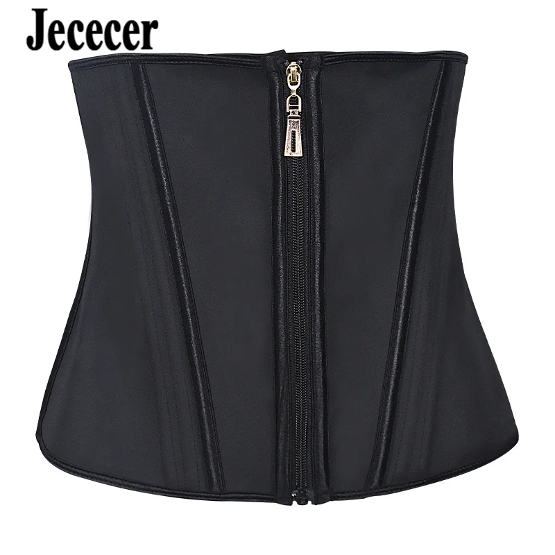 Jececer Latex Waist Trainer Body Shaper Tummy Slimming Female Modeling Strap Double-Layer Steel Bone Compression Belts