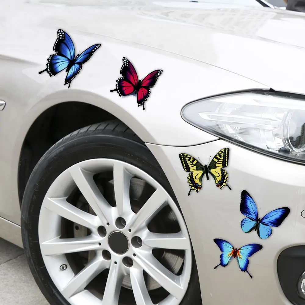 

Creative PVC Lovely Simulation Colorful Butterfly Motorcycle Automotive Auto Exterior Decors Scratch Sticker Car Stickers Decals