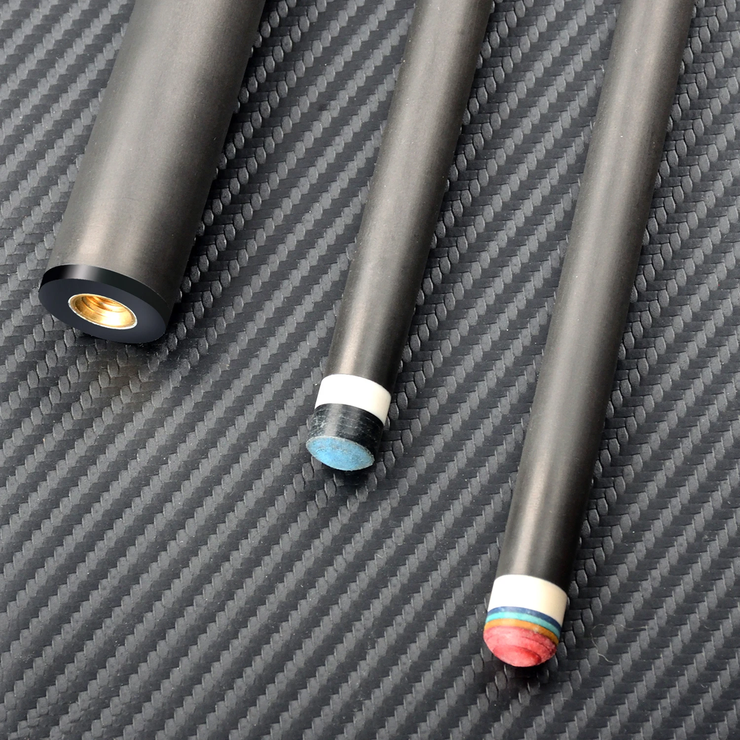 

Factory wholesale low deflection full carbon cue, 12.4mm tip, new design with strong power.