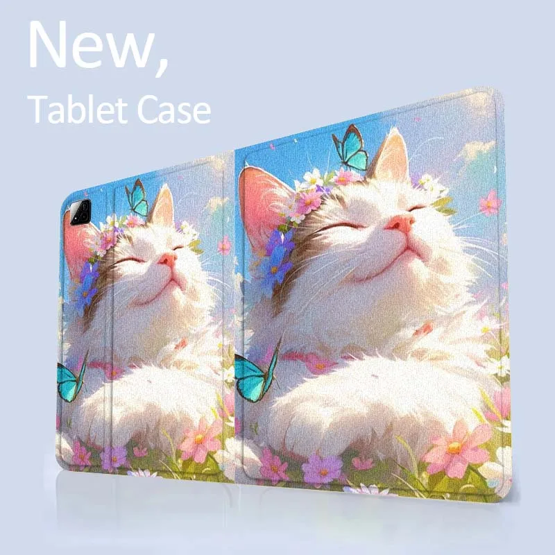 Cartoon Cat Art Flower For Xiaomi Redmi Mi Pad 4 5 6 6s 7 7s SE Pro 2 11 Plus Max 12.4 11 11.2 12.5 8.7 inch Tablet Case