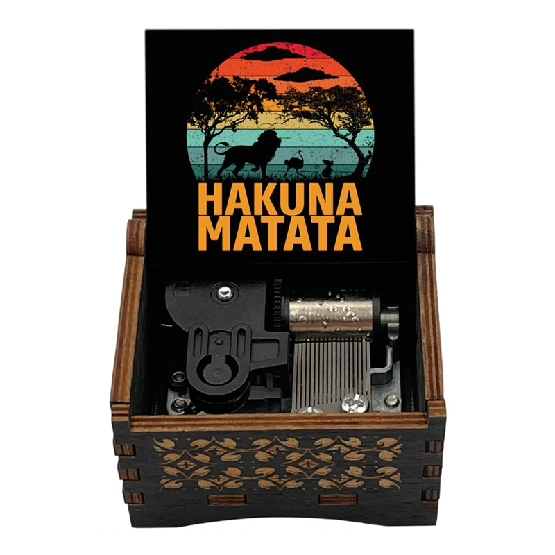 Hakuna Matata Music Box Anime Wind Up Movement Cute Musical Gift for Friends Birthday Family Festival Party Decoration