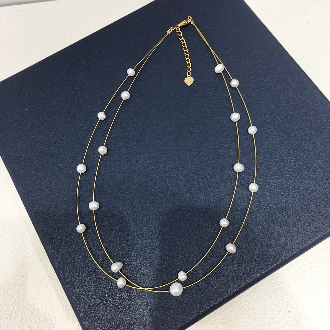 

ZHBORUINI Freshwater Pearl Necklace Star Double Layered High Jewelry Necklace Simple Adjustable Fashion Gifts for Women 2025 New