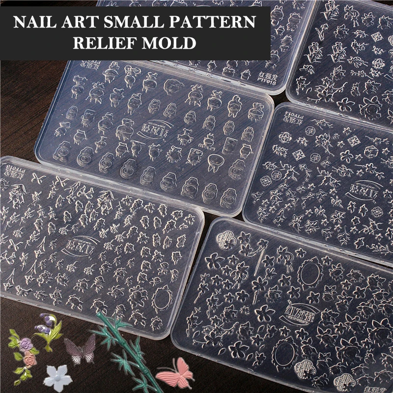 Moule à ongles en Silicone, motif de dessin animé, décorations pour Nail Art, bricolage, conception en Relief de fleurs, modèle d'art des ongles, outils de manucure stéréoscopiques