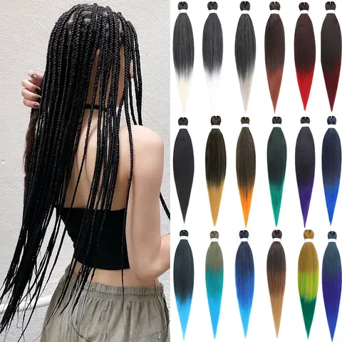 Pre-stretched Braids Synthetic Hair Professional Itch Free Hot Water Setting Fiber 30'' Ombre Yaki Texture Braid Hair Extensions