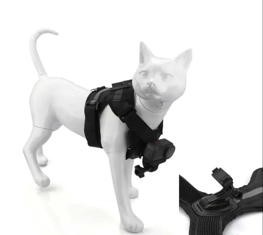 

Крепление для экшн-камеры на шлейку для животных (GoPro Hero, DJI Osmo Pocket 3, Insta360) – нагрудный/спинной держатель для питомцев весом 1.5-6 кг