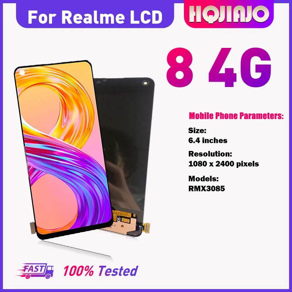6.4'' OLED/TFT Screen For Realme 8 4G LCD Display Touch Screen Digitizer For Realme8 4G RMX3085 LCD Replacement Parts Assembly