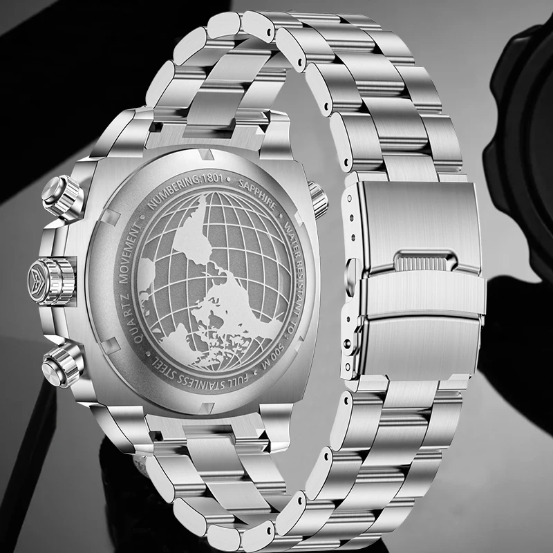 FeelNever Luxury Quartz Man Watch Fashion Casual Auto Date 316L Stainless Steel Waterproof Luminous Watches Male SEIKO-VK63 Gift view 4
