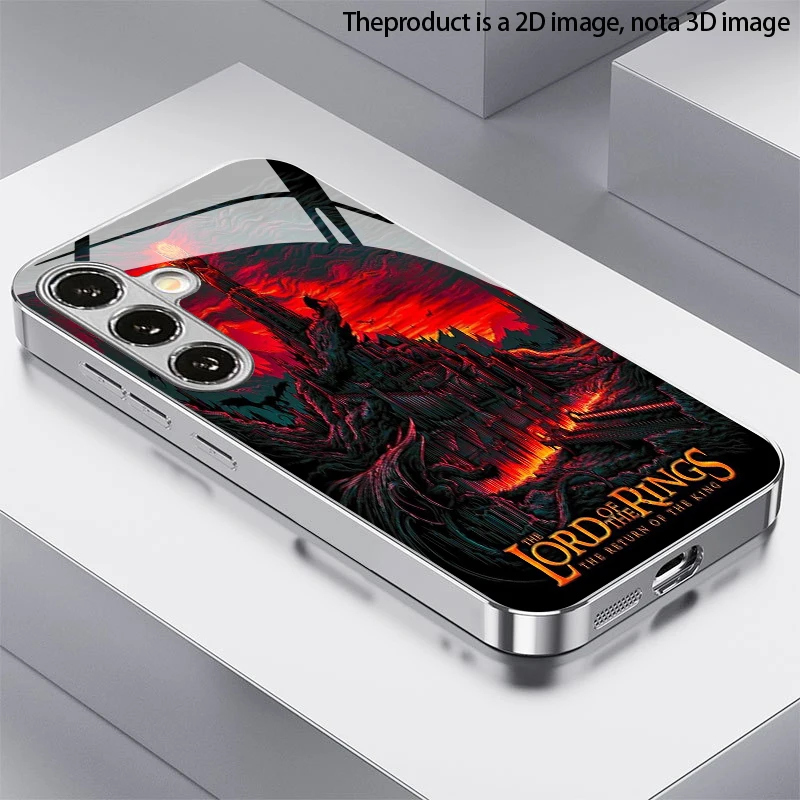 2D Mordor Tower Pattern Phone Case for Samsung S26 S25 S24 S23 S22 S21 S20 A56 A36 A16 - Electroplated Glass Protective Cover