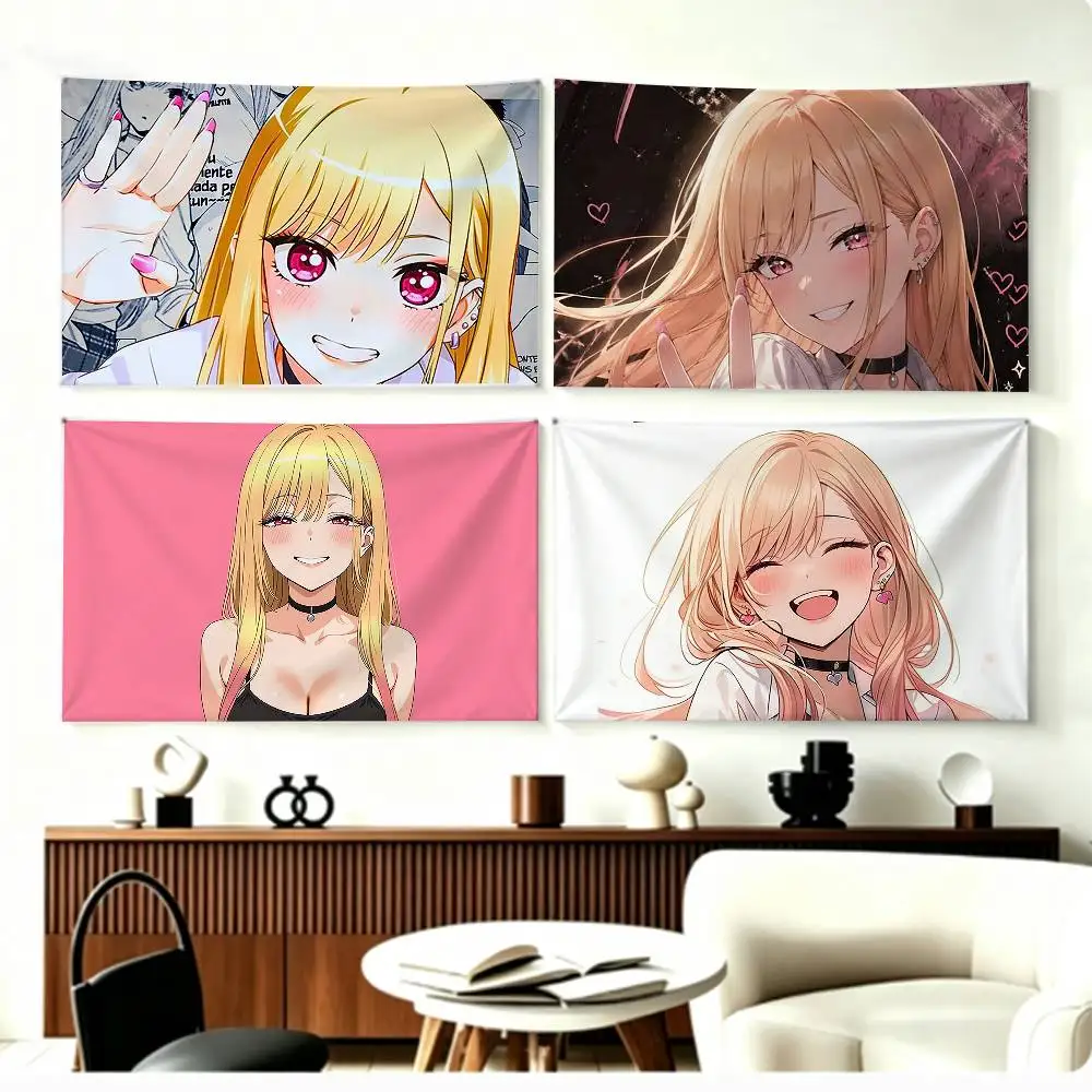 My D-Dress Up D-Darling M-Marin Kitagawa  Flags Wall Hanging Background Art Banner for Bedroom Home Outdoor Decor