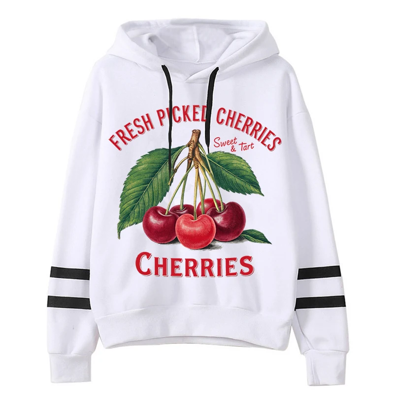 Frauen y2k Hoodies Harajuku frisch gepflückte Kirschen Vintage Obst lose Sweatshirt Hip Hop Langarm Hoodies Streetwear Tops