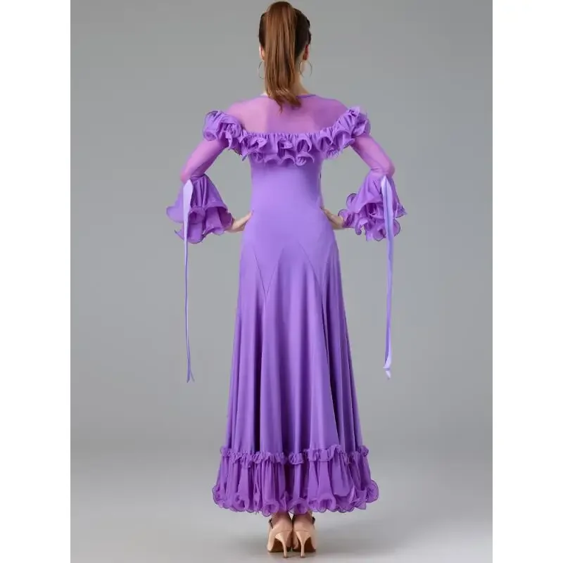 2024 امرأة فستان رقص حديث جديد المعايير الوطنية فستان رقص الفالس المنافسة المهنية أداء الملابس 7193