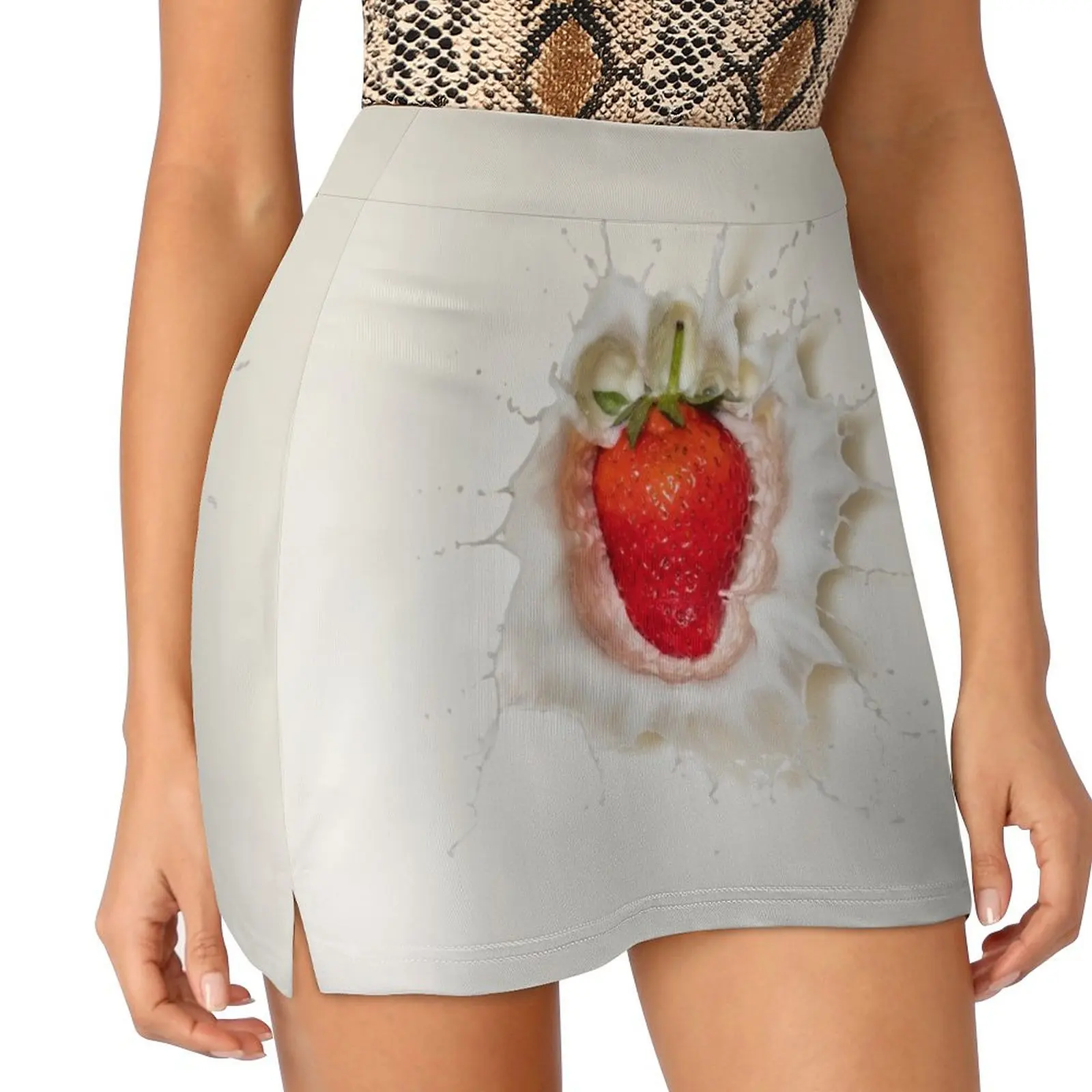 

Strawberry splash in milk Mini Skirt women's clothing trend 2025 micro mini skirt extreme