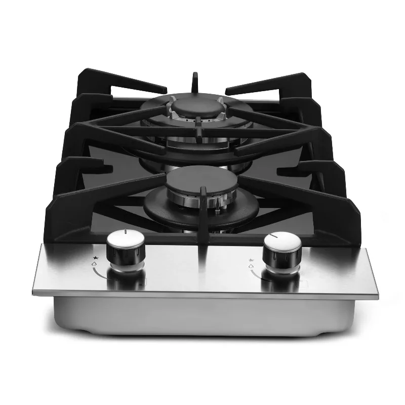 Tieasy 12 inch 2 Burner Propane Built-in Tempered Glass with Thermocouple Protection  Cooktop GC001-122G