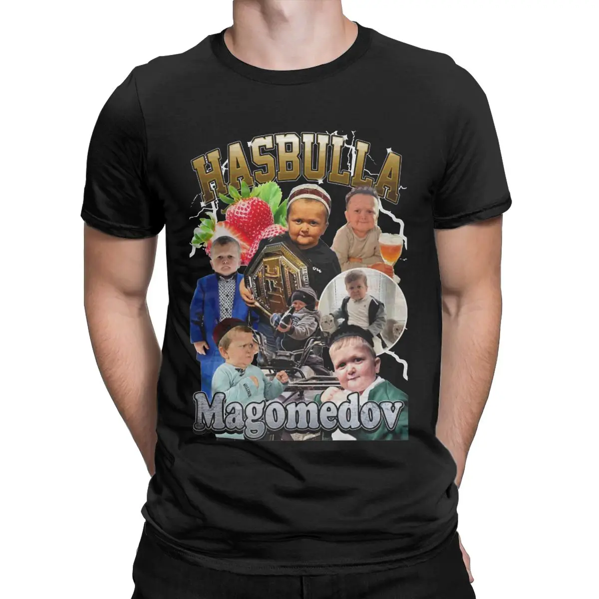 Tema Hasbulla Magomedov Men T Shirt Retro Khabib Humor Tees Short Sleeve O Neck T-Shirt Pure Cotton Gift Tops