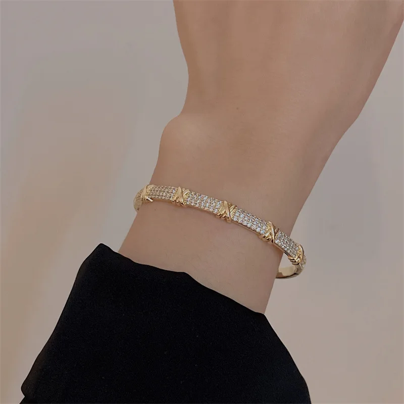 Bracelet en bambou géométrique simple pour femme, bijoux de banquet exquis, doux et élégant, mode coréenne, nouveau