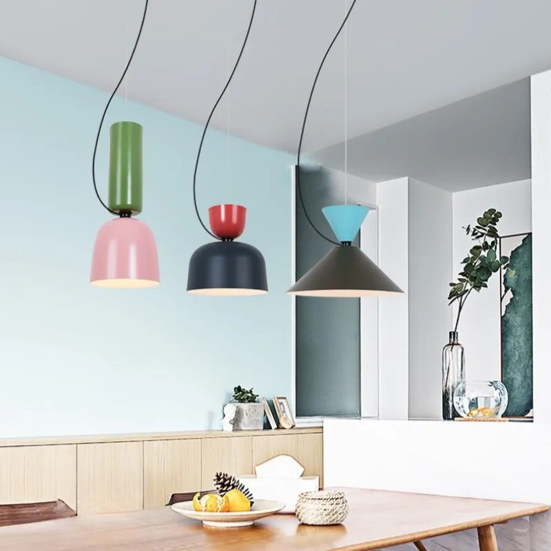 معكرون لون ضوء بسيط الإبداعية غرفة المعيشة ما بعد الحداثة غرفة نوم أباجورة الشمال مطعم غرفة نوم الثريا #5