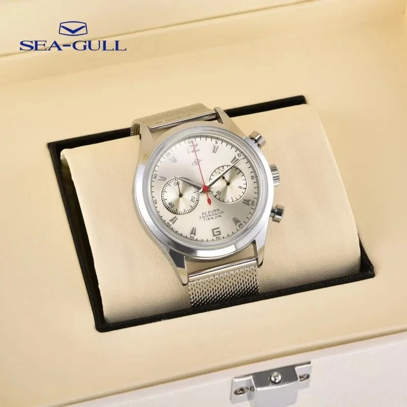 Jam Tangan Quartz Pilot Angkatan Udara Seagull 1963 Vintage, Kronograf Kolom Roda, Jam Tangan Kasual untuk Hiburan