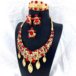 2024 Fashion African Nigerian Dubai Gold Color Jewelry Sets Wedding Brida Party Bracelet Necklace Accessorie Women  HQ004