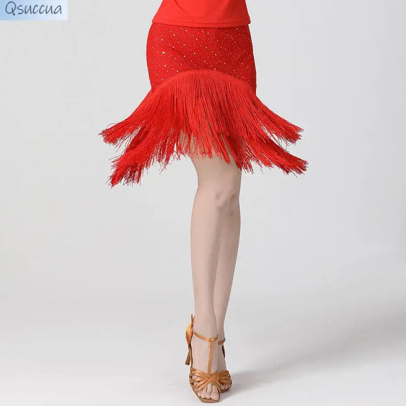 Dance Skirt Latin Dance Tassel Short Skirt Sequined Skirt Square Dance Cha Cha Dance Modern Dance Costume Three-Step Female