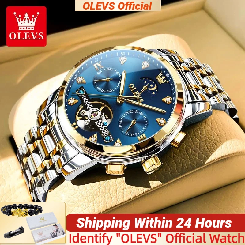 

OLEVS 6678 оригинальные мужские часы с хронографом, автоматические механические часы для мужчин, новые модные ручные часы