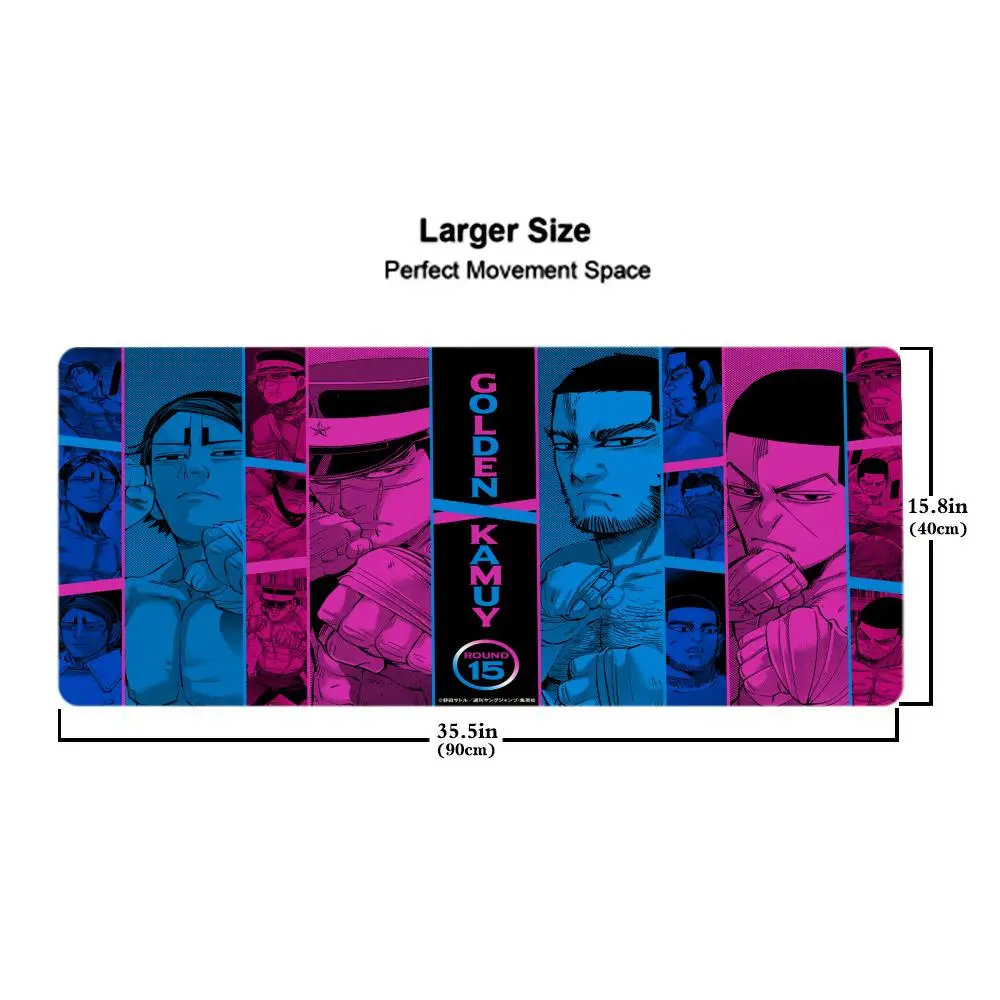 لوحة ماوس Golden Kamuy لوحة ماوس للكمبيوتر اللوحي مقاس XL لوحة ماوس لسطح المكتب، لوحة مفاتيح ألعاب لطيفة عالية الدقة بألوان قوس قزح، مشغل csgo، 90x40 #3