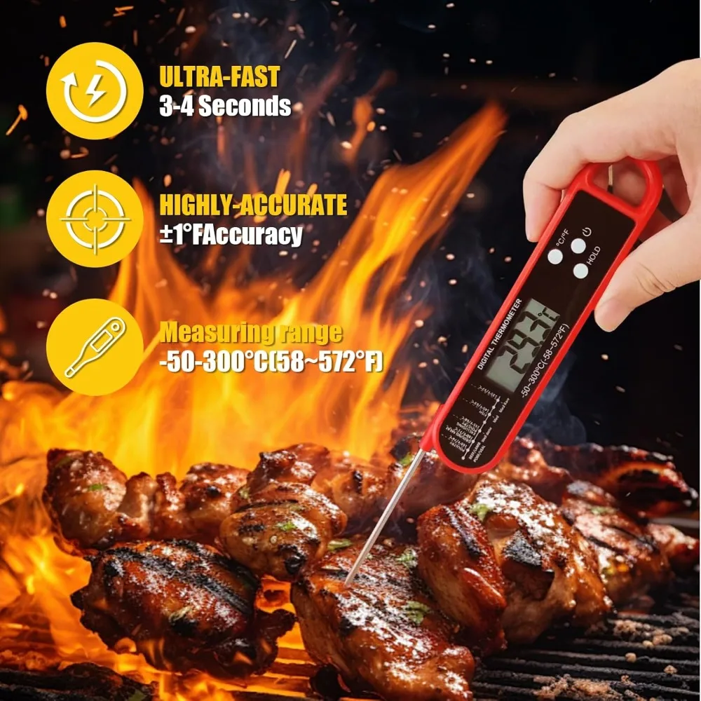 Digital Waterproof Meat Thermometer for Cooking Instant Read Food Thermometer for Grill BBQ Accessories