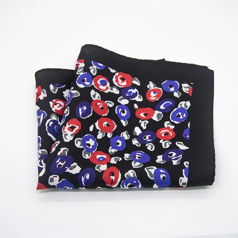 Fazzoletto da taschino da uomo in 100% seta satinata stampata, per abito e camicia, 30x30 cm