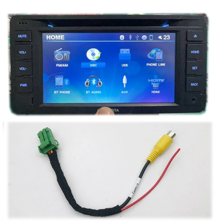 Vkauto Backup Camera RCA Video Adapter Cable For toyota Alpine PZM71-12400 oem radio add backup camera