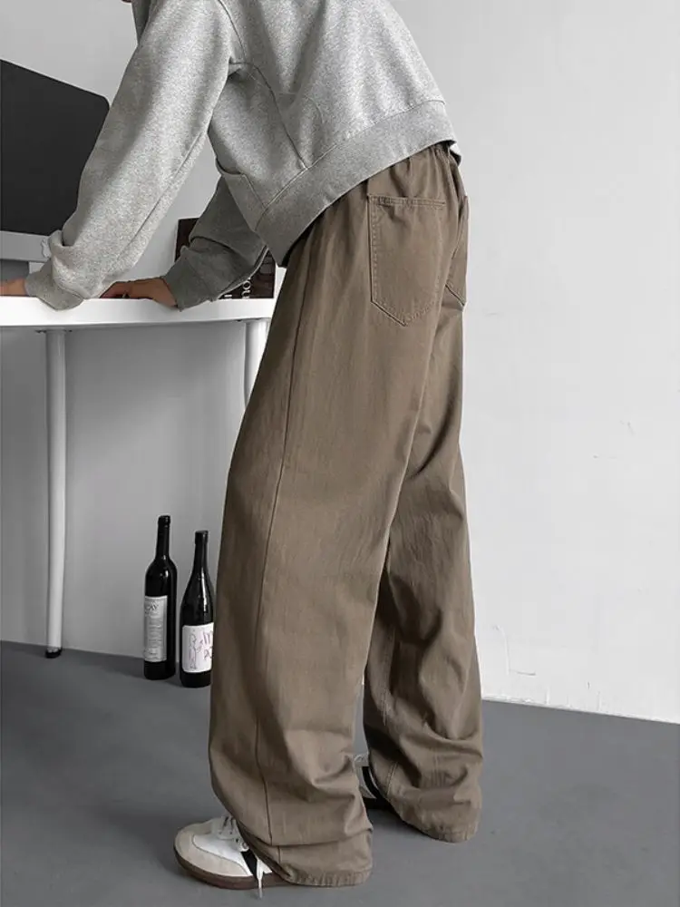 

Мужские джинсы свободного кроя с широкими штанинами, расклешенные, в американском ретро-стиле, Cleanfit, весна-осень, прямые брюки, молодежные повседневные джинсовые штаны