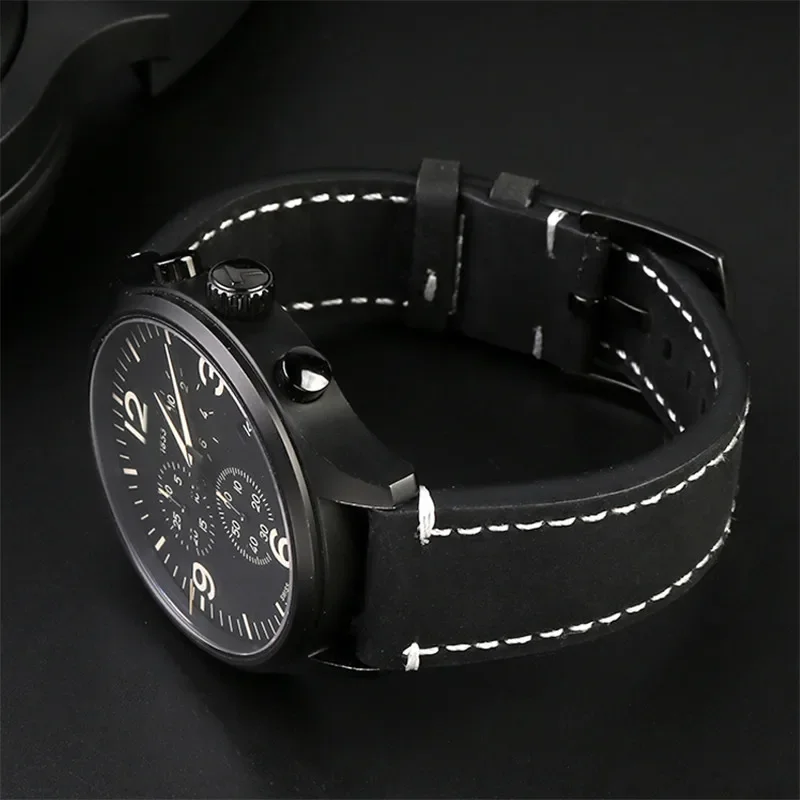 20mm 22mm 24mm Genuine Leather Strap Men Retro Nubuck Cowhide Watch Band Bracelet for Seiko Omega MoonSwatch Watch Accessories