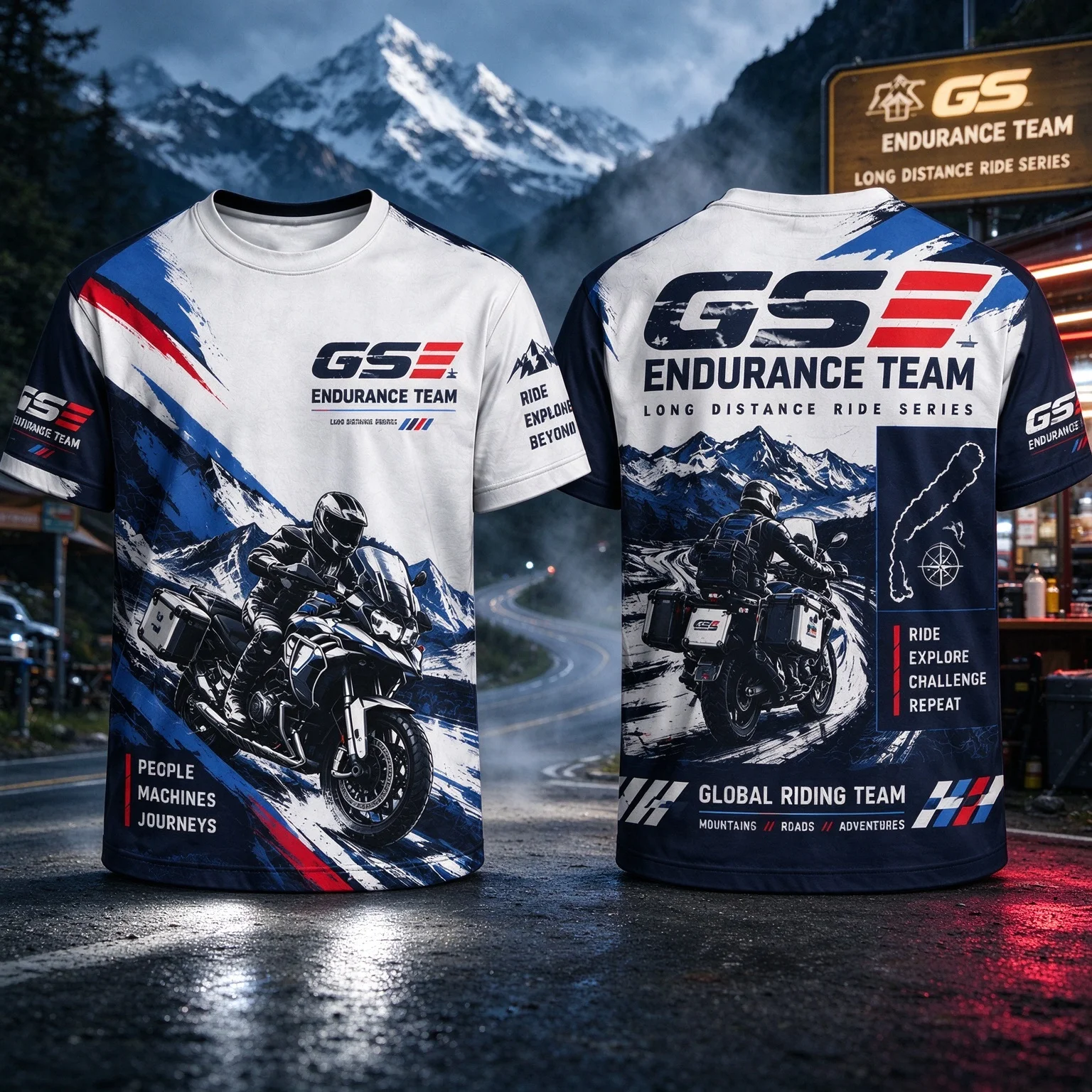GS Endurance Team Motorcycle T Shirt Adult Unisex Adventure Graphic Tee Long Distance Riding Biker Moto Outdoor Streetwear Top