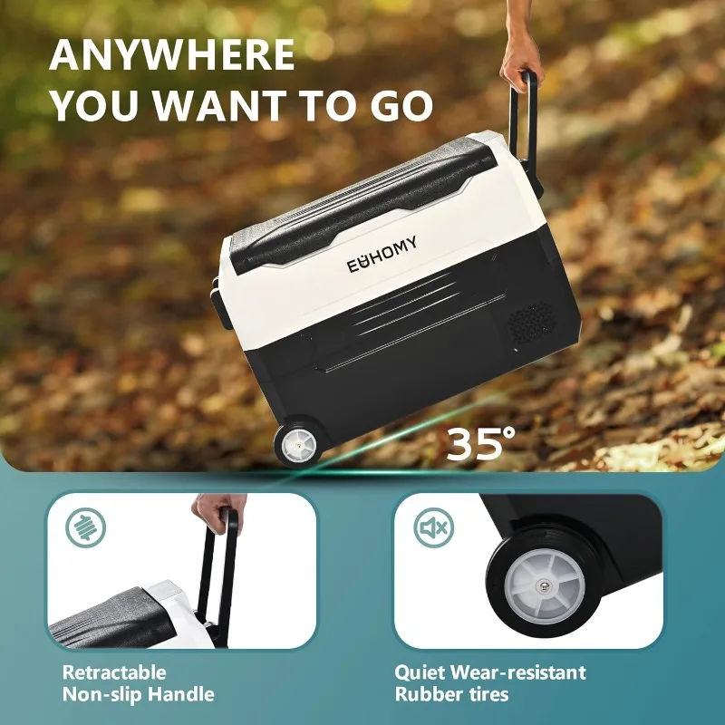 EUHOMY 12 Volt Refrigerator, 48QT(45L) 12V Fridge, Electric Cooler 12/24V DC 100-240V AC -4℉~68℉, 12V Freezer Removable Divider