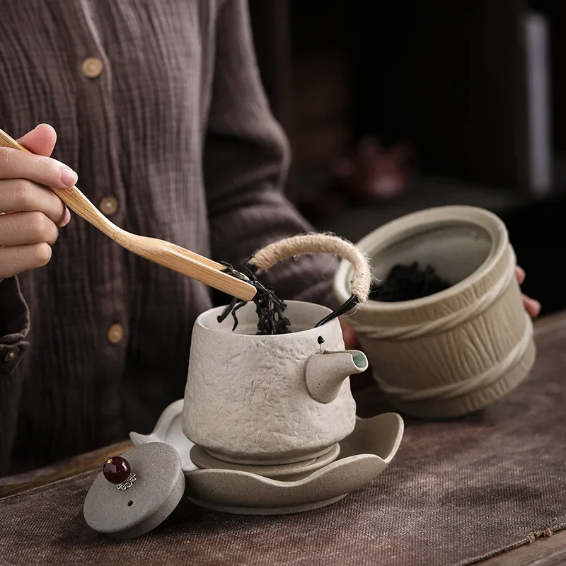 Tetera de piedra cerámica, olla elevación viga cerámica, juego de té Kung Fu japonés Retro para el hogar, tetera