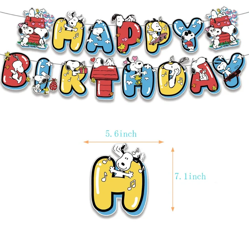 Heißes Snoopys Party-Zubehör-Set: Flaggen-Girlande, Luftballons, Tortenaufsatz für Happy Birthday Cupcakes, Dekoration, Babyparty-Geschenk – Detail 1