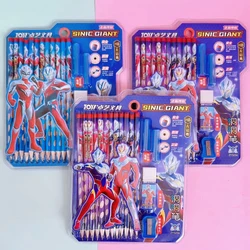 Cartoon Ultraman Hole Pen 12-piece Set High-looking Triangular Pole Pencil HB Student Positive Hole Pen Student School Supplies