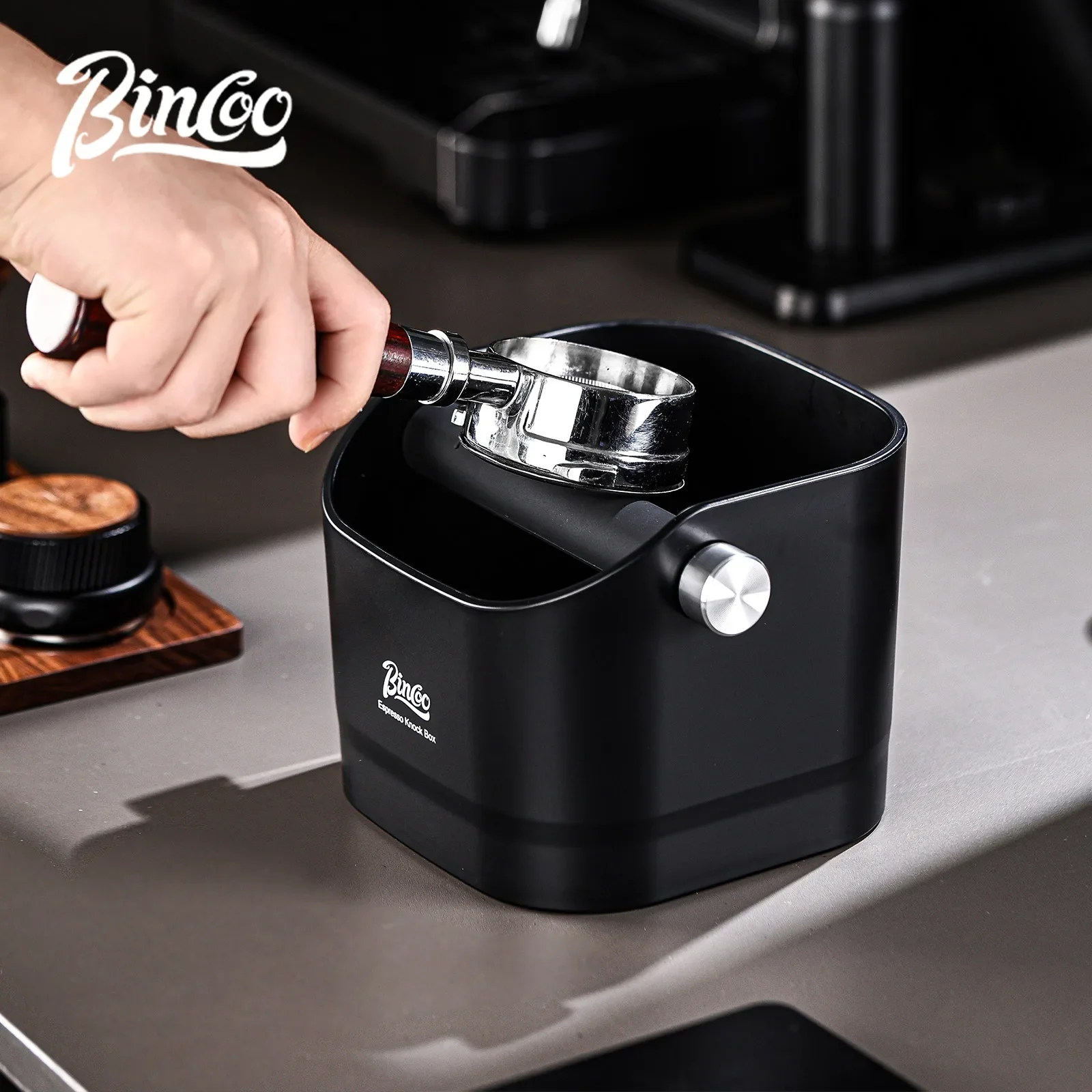 Bincoo Coffee Knock Box 0.8L Espresso Grounds Container Anti Slip Espresso Dump Bin Grind Beveled Barista Goods Cafe Accessories