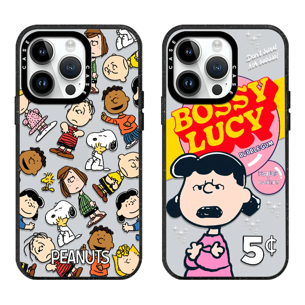 

Cartoon Snoopy Lucy Acrylic Phone Case With MagSafe For iPhone 16 15 14 13 12 11 Pro Max Plus Cute Anti-drop Back Cover