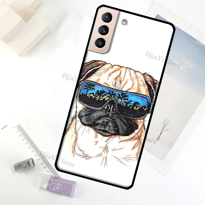 Pug Dog Case For Samsung Galaxy S23 Ultra Note 20 10 S9 S10 Plus S20 S21 FE S22 Ultra Phone Cover