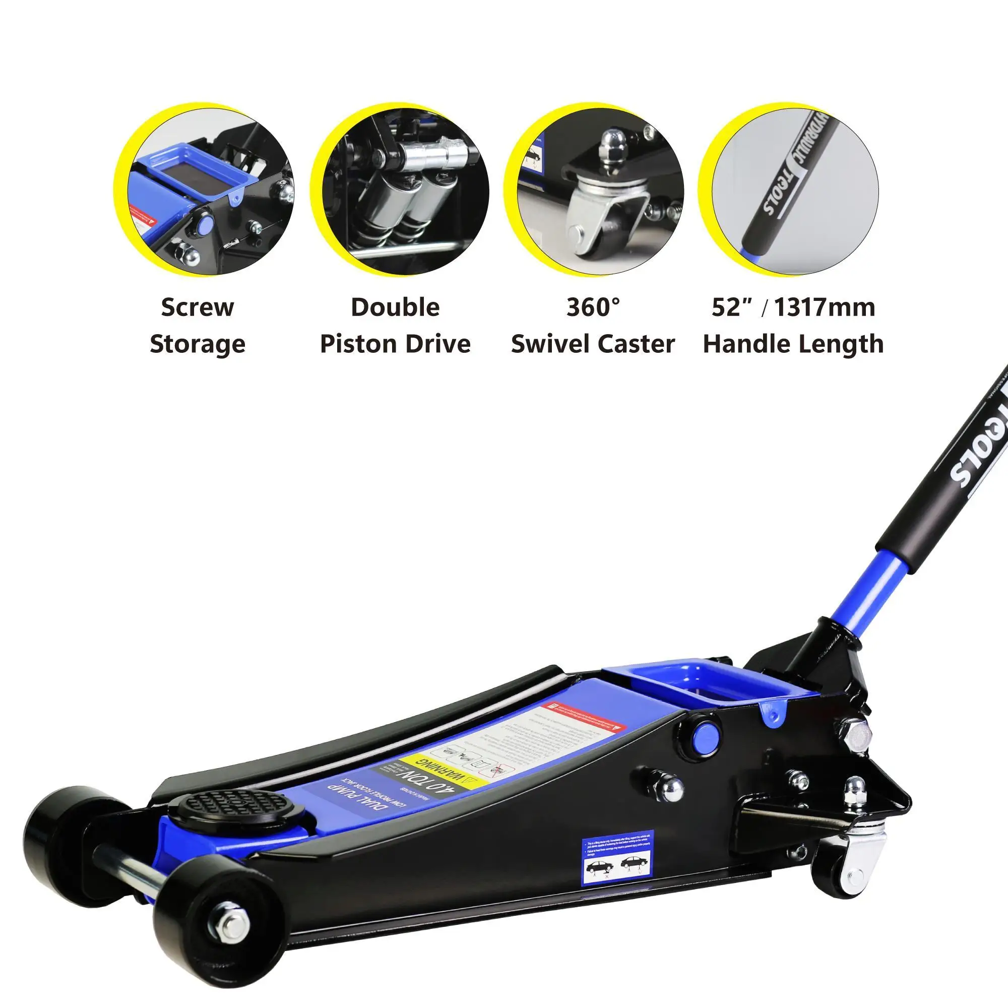 4 Ton Low Profile Floor Jack, Heavy-Duty Steel Jack, Dual Piston Quick Lift,  4-21 - Durable & Efficient