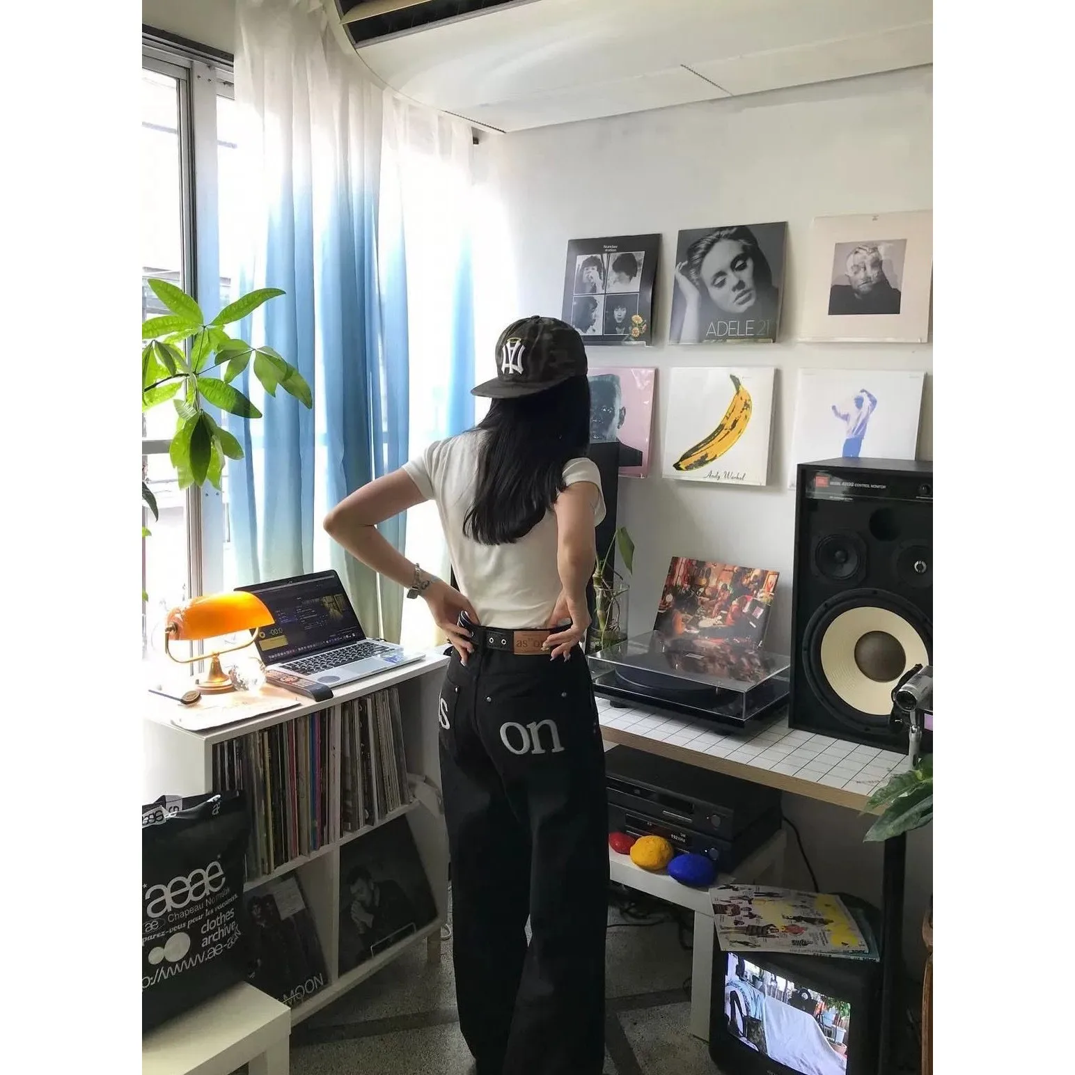 

Джинсы женские с высокой талией, вышивкой и надписями, из хлопка, повседневные, свободного кроя, премиум-качества, для лета, осени и зимы