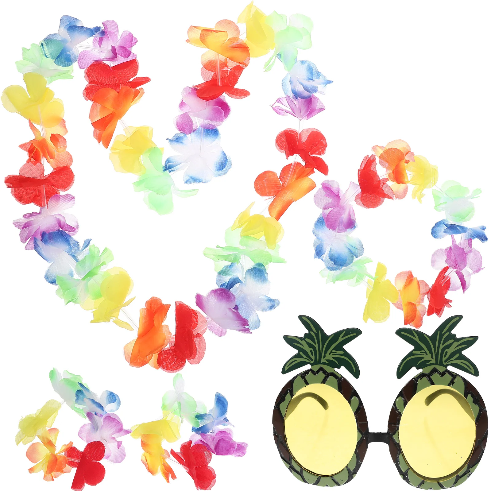 

1 set Pineapple Sunglasses Artificial Flowers Luau Party Beach Theme Accessories Wreath Necklace Bracelet Stage Props
