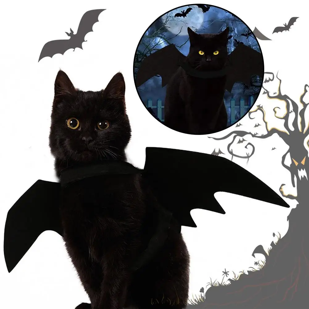 Halloween Cute Pet Clothes Black Bat Wings Harness Costume for Halloween Cosplay Cat Dog Halloween Party for Pet Supplies h O0U9