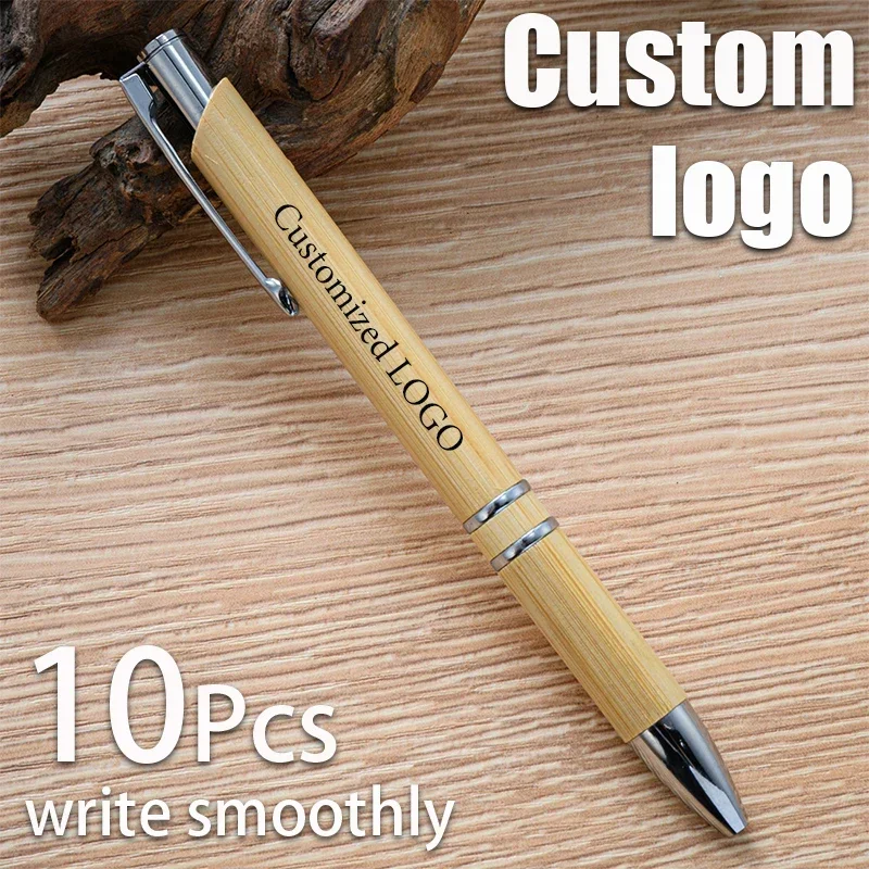 

10-150pens Business Writing Bamboo Ballpoint Pen Wholesale Customized Logo Advertising Gift Signature Pens Student Stationery