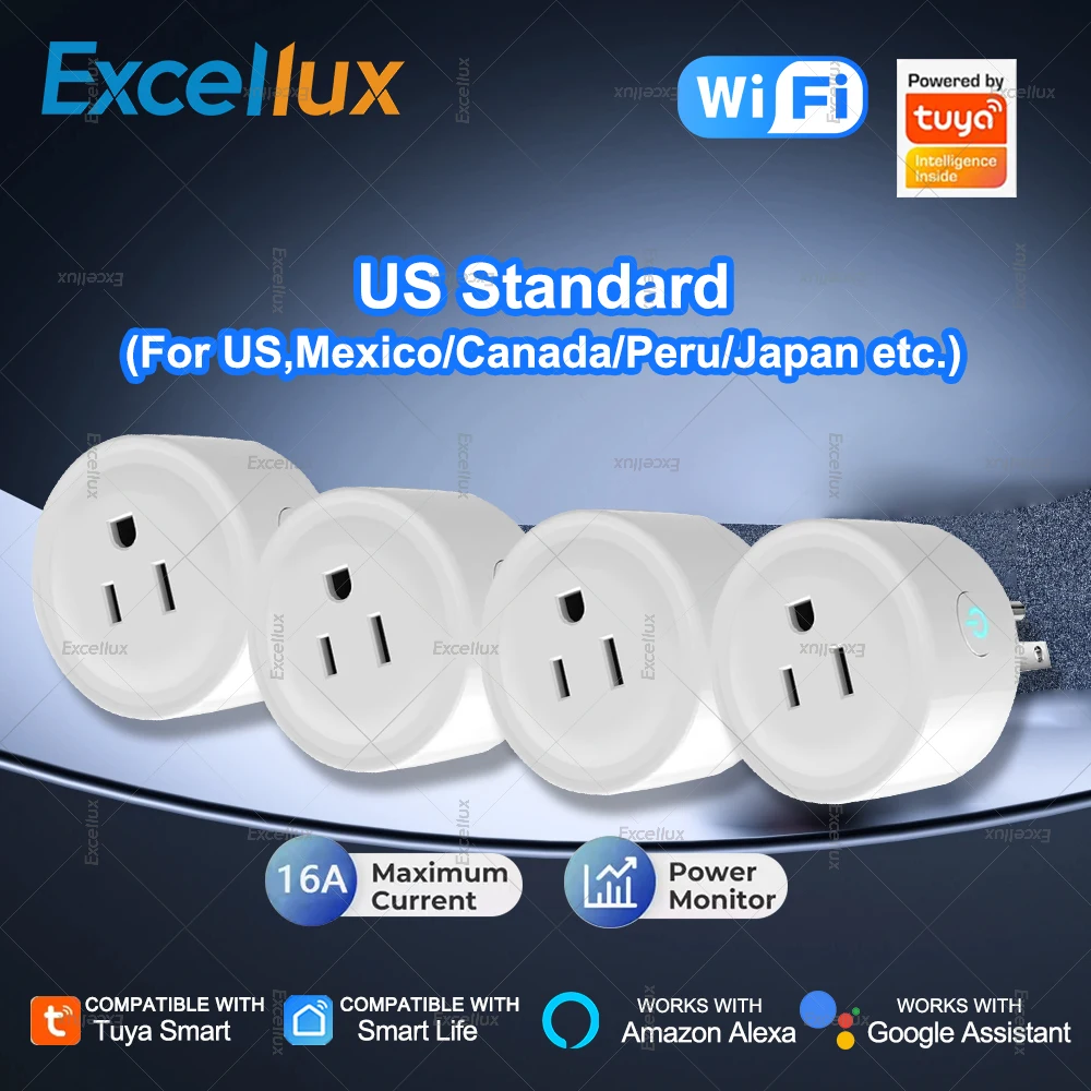 16A Tuya Smart WiFi Plug US Standard Canada Japan Wireless Outlet With Power Monitoring Home Appliances Socket Works With Alexa
