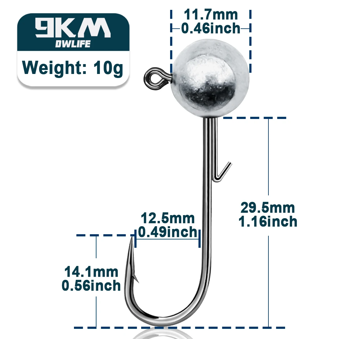 9KM Runder Jigkopfhaken 5~20 Stück Angeljigs Bleikopfhaken für Weichköder Swimbait Jigkopfhaken Süßwasser Salzwasser Angelzubehör