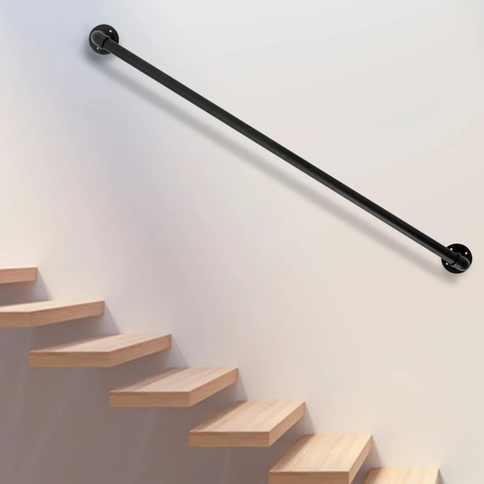 درابزين درج 4 أقدام، درابزين درج معدني، حاجز يدوي صناعي، درابزين درج معدني أسود بطول 1.22 متر/4 قدم، ارتفاع 8 سم/3.15 بوصة #2