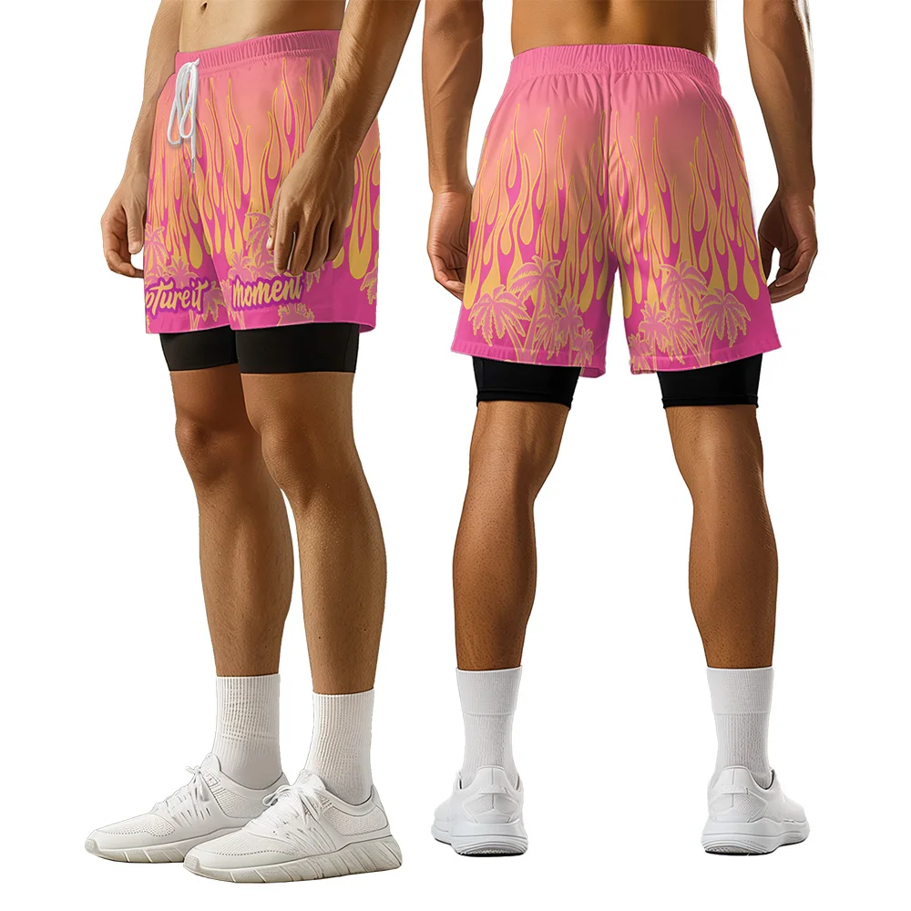 2024 New original design Coconut tree Summer 3D Advanced Print Casual trend Sports High Street  basketball shorts  men shorts