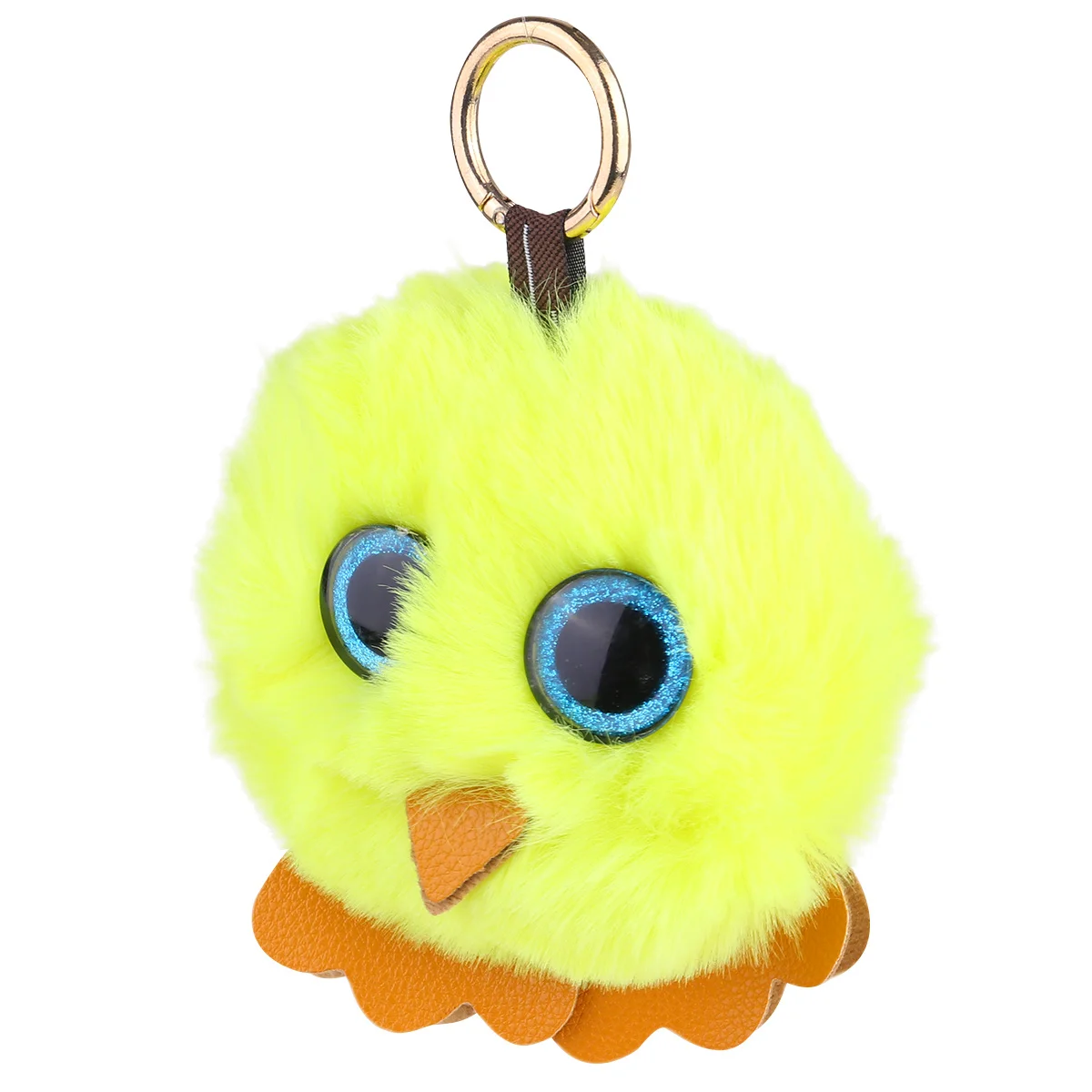 سلسلة مفاتيح على شكل كرة شعر على شكل بومة، حامل مفاتيح أنيق أصفر، هدية تزيين مفاتيح فريدة للنساء والفتيات على ظهره، سلاسل مفاتيح على شكل كرة شعر على شكل بومة